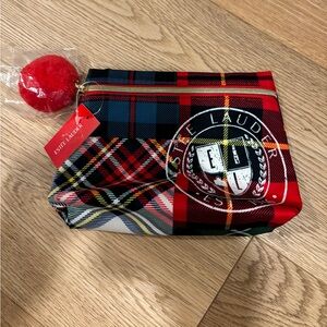 Festive Plaid Estée Lauder cosmetics pouch